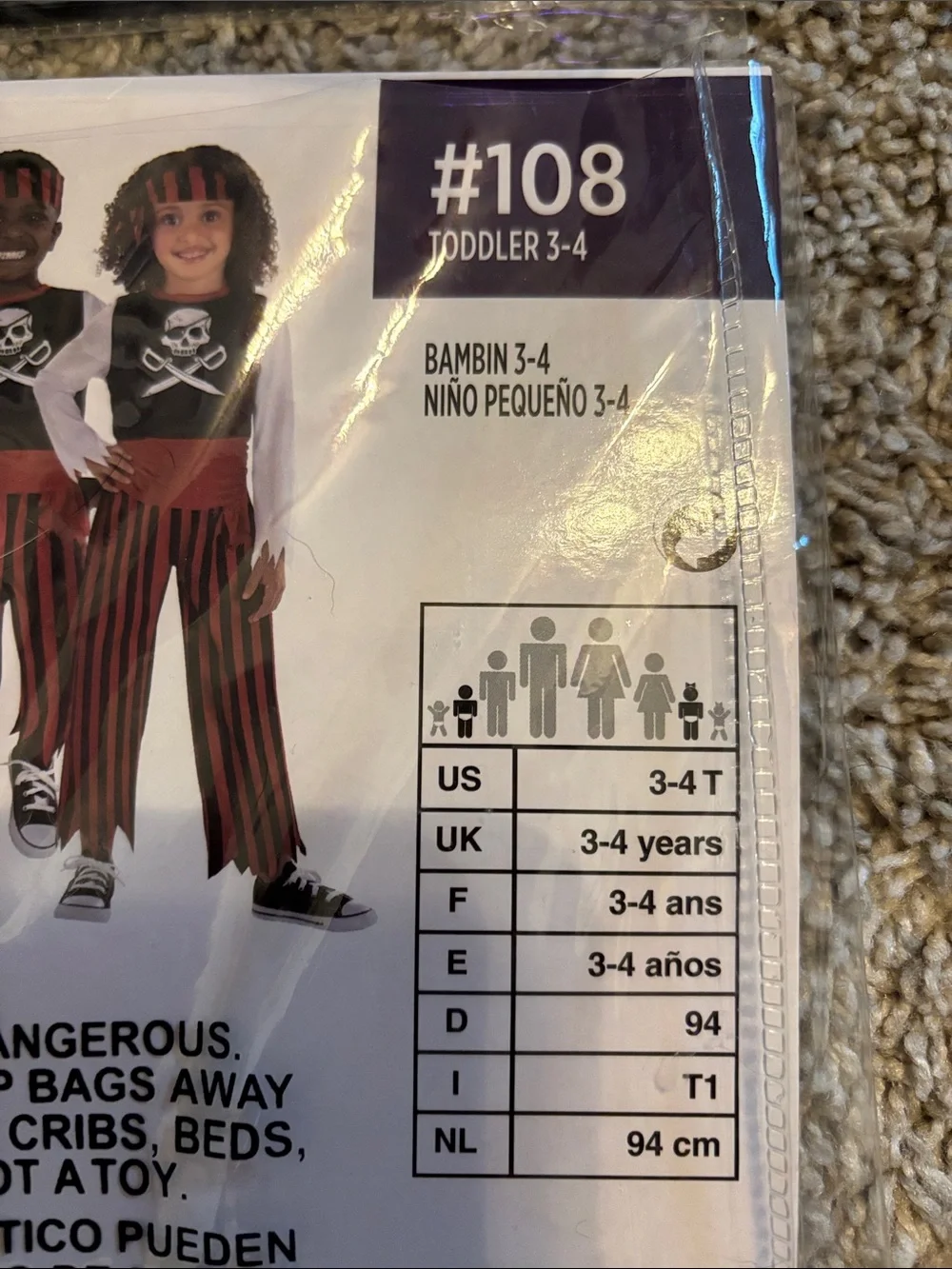 Party City Red and Black Pirate Shipmatey Costume